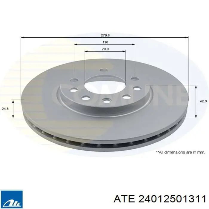 Передний тормозной диск ATE 24012501311
