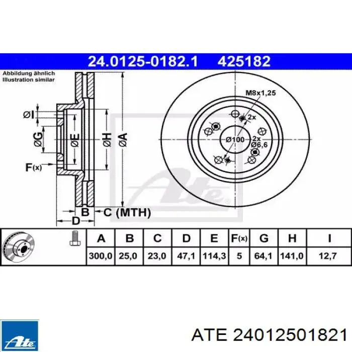 Передние тормозные диски 24012501821 ATE