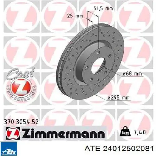 Тормоз дисковый передний ATE 24012502081 цена, от 67.76 USD