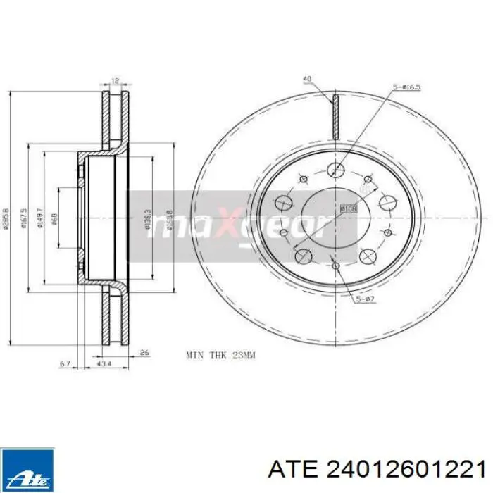 Тормоз дисковый передний ATE 24012601221 цена, от 62.35 USD