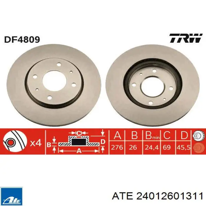 Передний тормозной диск ATE 24012601311