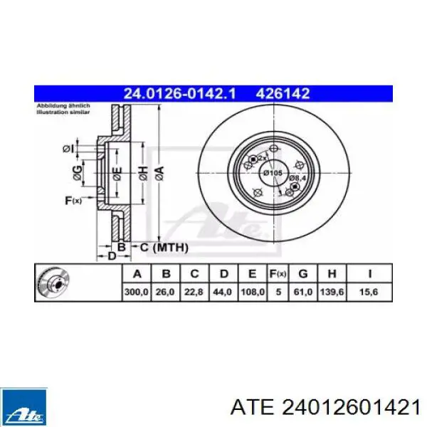 Передние тормозные диски 24012601421 ATE
