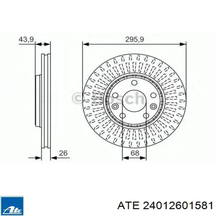 Тормоз дисковый передний ATE 24012601581 цена, от 51.75 USD