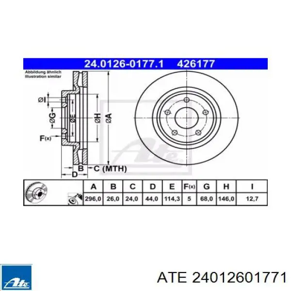 Купить 24012601771 ATE Ротор тормозной