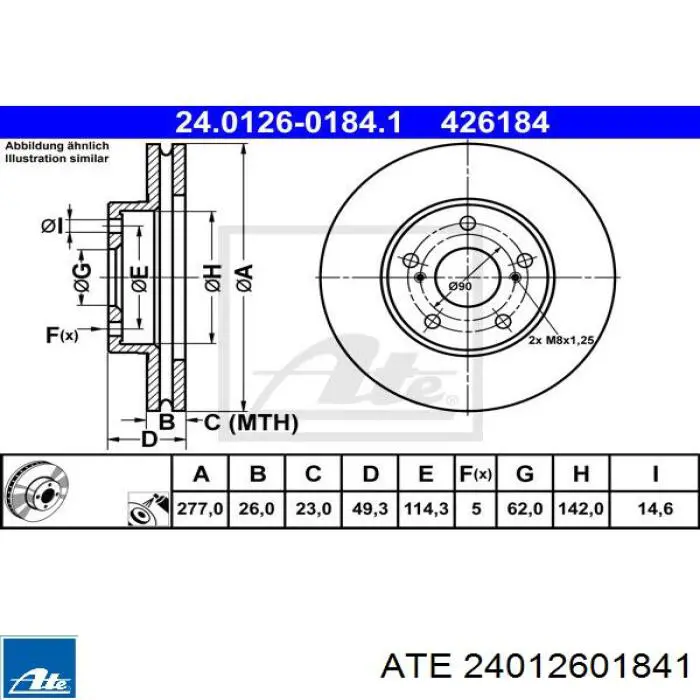 Передние тормозные диски 24012601841 ATE