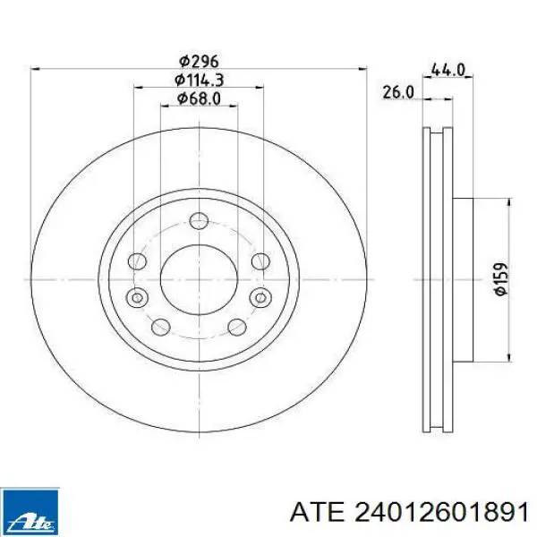 Передние тормозные диски 24012601891 ATE