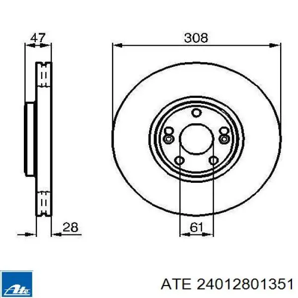 Тормоз дисковый передний ATE 24012801351 цена, от 59.65 USD