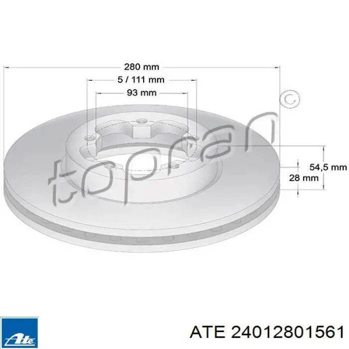 Передние тормозные диски 24012801561 ATE