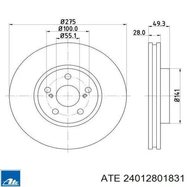 Тормоз дисковый передний ATE 24012801831 цена, от 39.79 USD