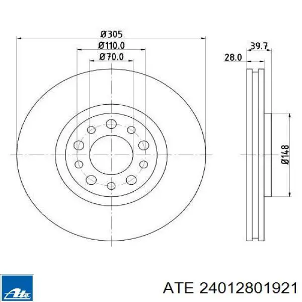 24012801921 ATE диск тормозной передний