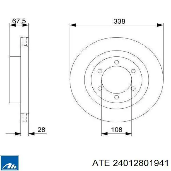 Тормоз дисковый передний ATE 24012801941 цена, от 80.02 USD