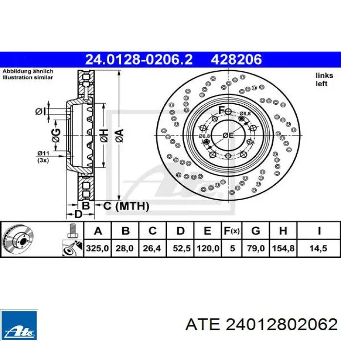 Купить 24012802062 ATE Ротор тормозной