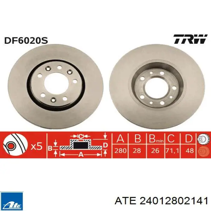 Купить 24012802141 ATE Ротор тормозной