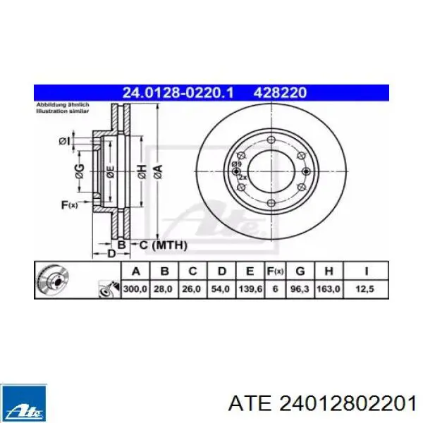 Передние тормозные диски 24012802201 ATE