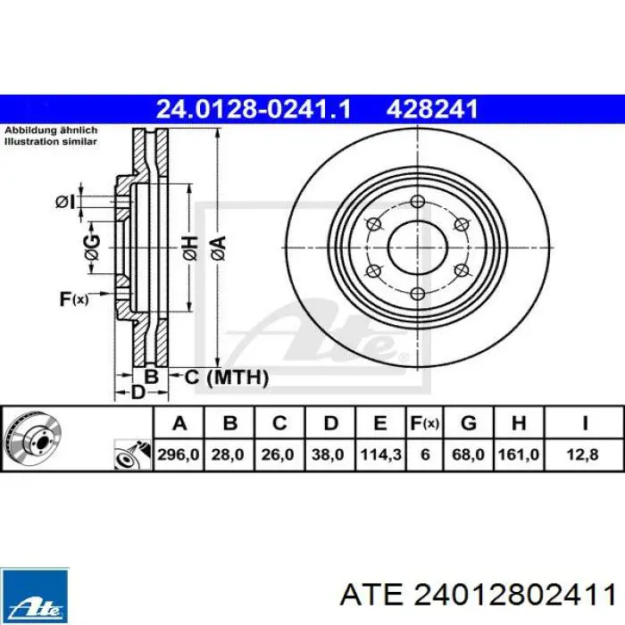 24012802411 ATE диск тормозной передний
