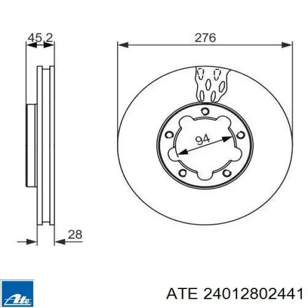 Тормоз дисковый передний ATE 24012802441 цена, от 67.64 USD