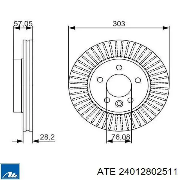 Тормоз дисковый передний ATE 24012802511 цена, от 77.99 USD