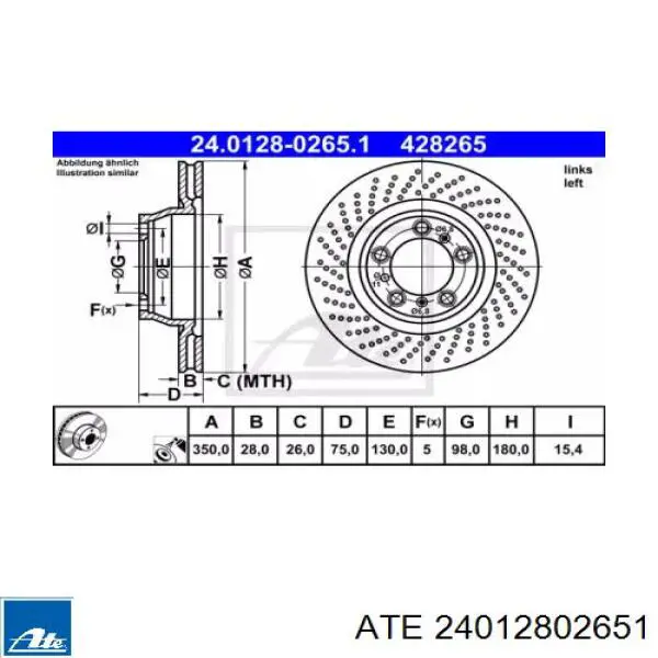 Тормозные диски 24012802651 ATE