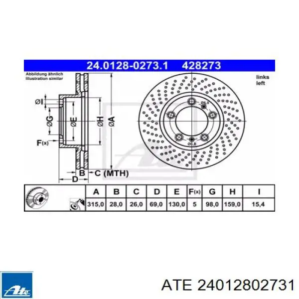 Передние тормозные диски 24012802731 ATE