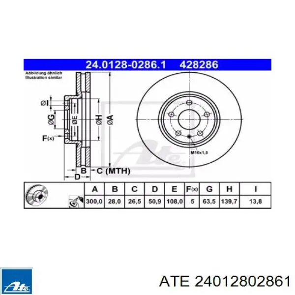Передние тормозные диски 24012802861 ATE