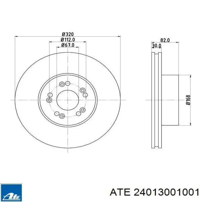 Передний тормозной диск ATE 24013001001