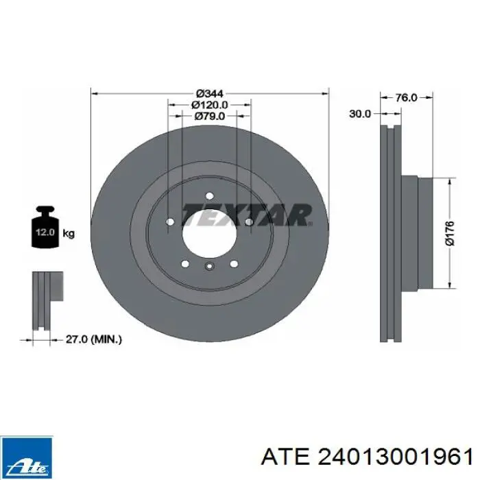 Передний тормозной диск ATE 24013001961