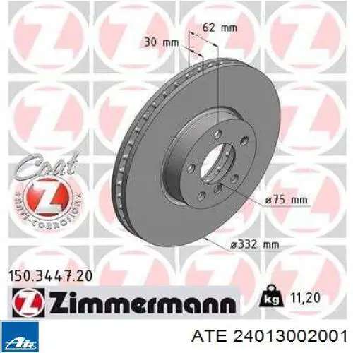 Купить 24013002001 ATE Ротор тормозной