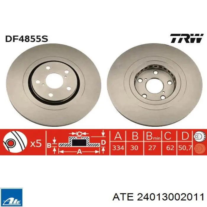 Передний тормозной диск ATE 24013002011