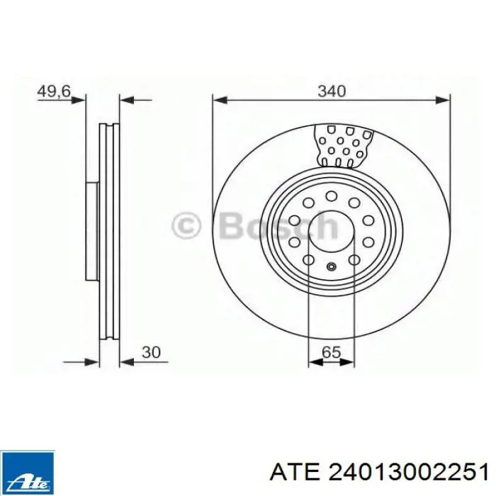 Передние тормозные диски 24013002251 ATE
