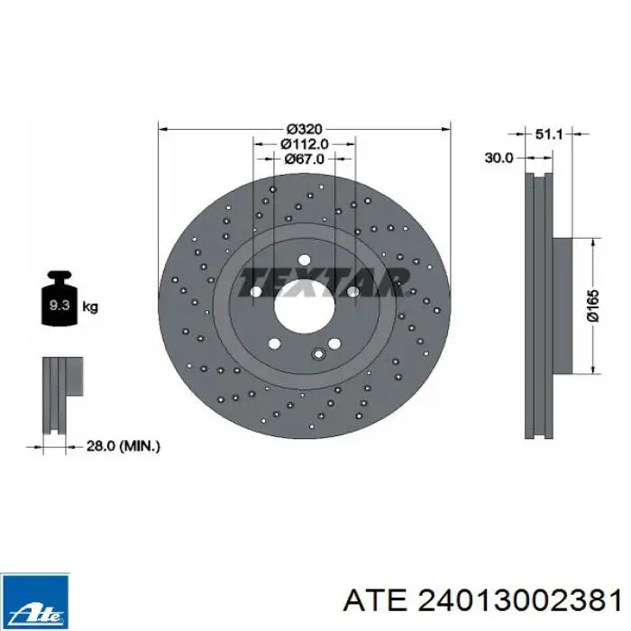 Купить 24013002381 ATE Ротор тормозной