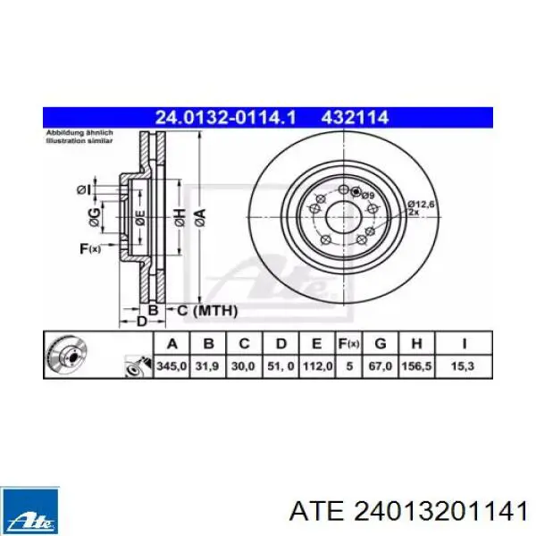 Передние тормозные диски 24013201141 ATE