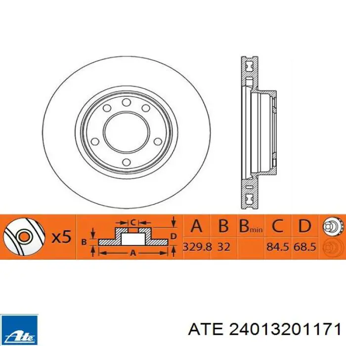 Передний тормозной диск ATE 24013201171