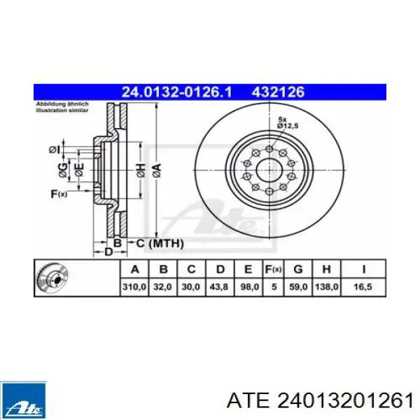 Передние тормозные диски 24013201261 ATE