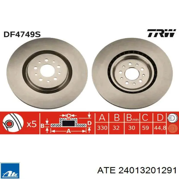 Передний тормозной диск TRW DF4749S
