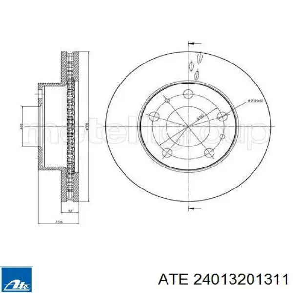 Передний тормозной диск ATE 24013201311