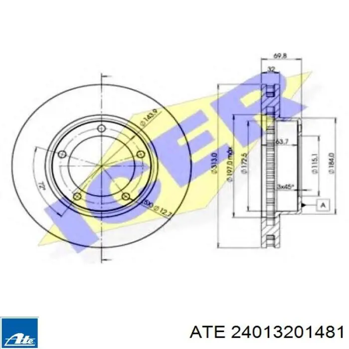 Передний тормозной диск ATE 24013201481