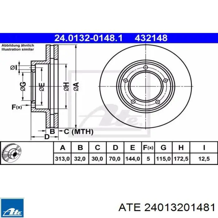 Передние тормозные диски 24013201481 ATE