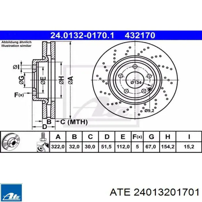 Передние тормозные диски 24013201701 ATE