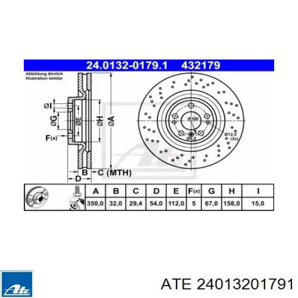 Передний тормозной диск ATE 24013201791