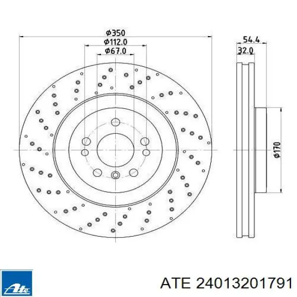 Тормоз дисковый передний ATE 24013201791 цена, от 128.01 USD