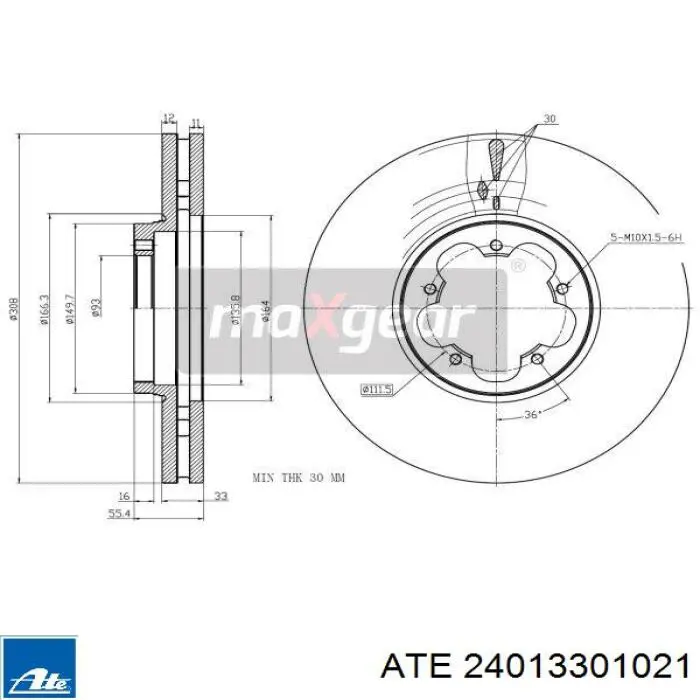 Передний тормозной диск ATE 24013301021