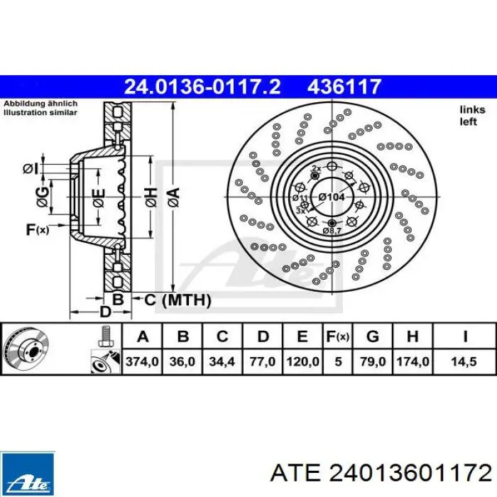 Купить 24013601172 ATE Ротор тормозной