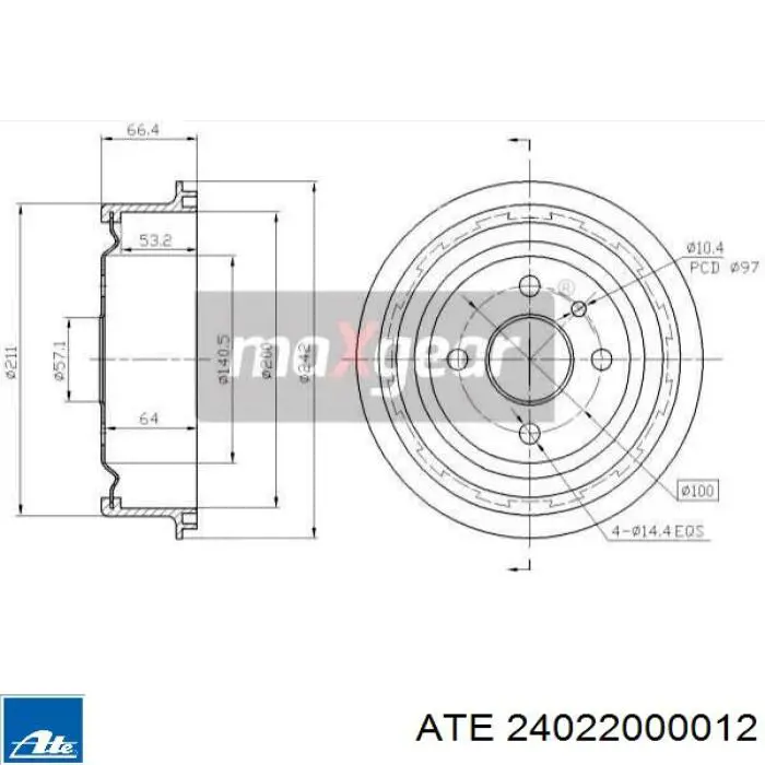Барабан тормозной задний ATE 24022000012 цена, от 19.83 USD