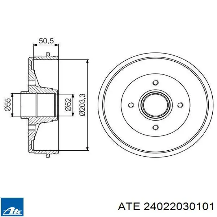 Барабан тормозной задний ATE 24022030101 цена, от 30.93 USD