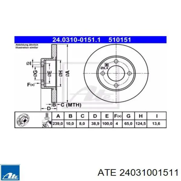 Передние тормозные диски 24031001511 ATE