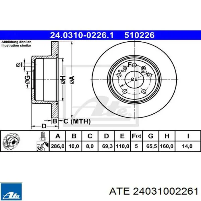 Тормозные диски 24031002261 ATE