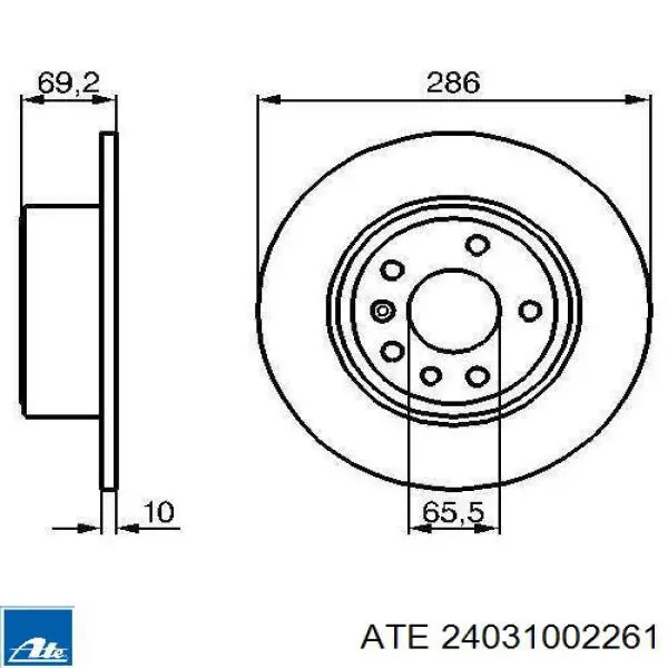 Задний тормозной диск ATE 24031002261 цена, от 29.77 USD