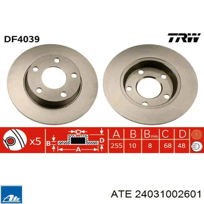 Купить 24031002601 ATE Диск тормозной задний