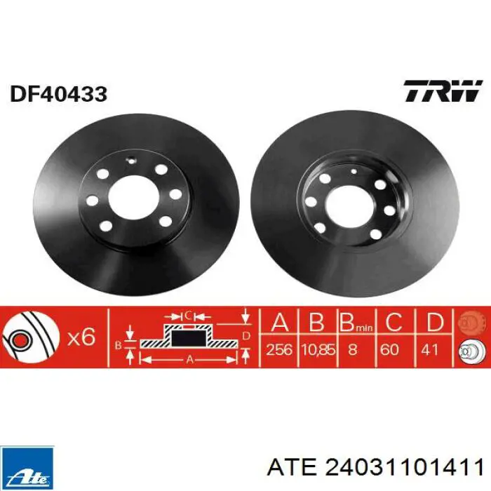 Тормоз дисковый передний ATE 24031101411 цена, от 23.74 USD