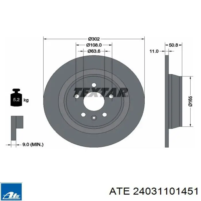 Тормозные диски 24031101451 ATE